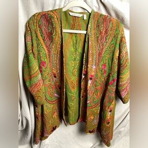 Soft Surroundings embroidered woven texture cardigan PS/PM